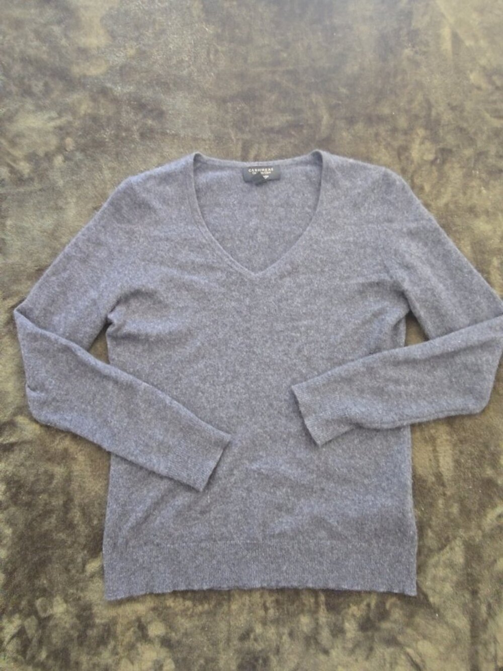 Charter Club Luxury 100% Cashmere V-Neck Sweater - Women's XS, Charcoal Gray